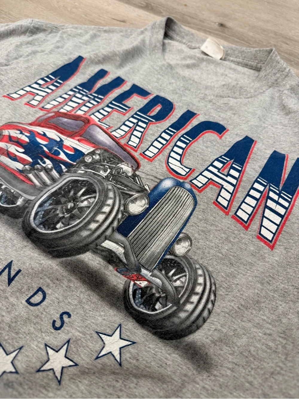 Fruit of the Loom Gray 'American' Hot Rod Graphic Tee Vintage